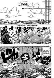 Kuma crashing the Red Line in One Piece chapter 1071 (Image via Eiichiro Oda)